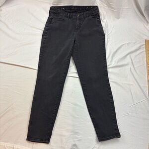 Women's Size 12 Regular Talbots Skinny Jeans Black 5 Pocket Button Zip Closure